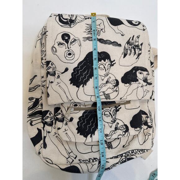 Artsy Cream Black Oaxacan Backpack Woven Canvas OS EUC Unbranded Handmade Mexico - Picture 11 of 11